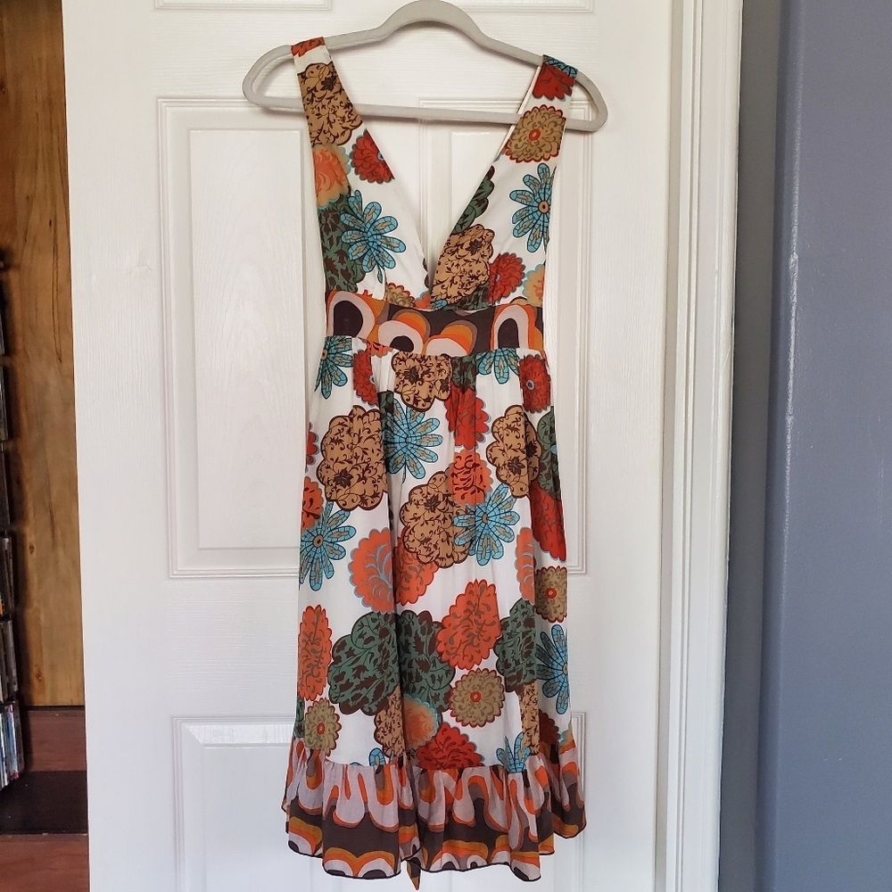Y Apparel Babydoll Dress Y2K Sleeveless Peasant Bohemian Waistband Multicolor S